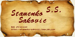 Stamenko Saković vizit kartica